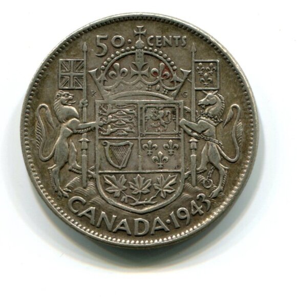 1943 Canada Silver Half Dollar Coin (l24) - Picture 1 of 2